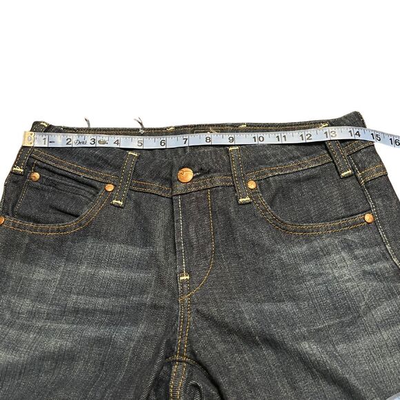 Vigoss Jeans Womens 3/4 27 Blue Dark Wash Distressed Stretch Embroidered - Picture 3 of 12